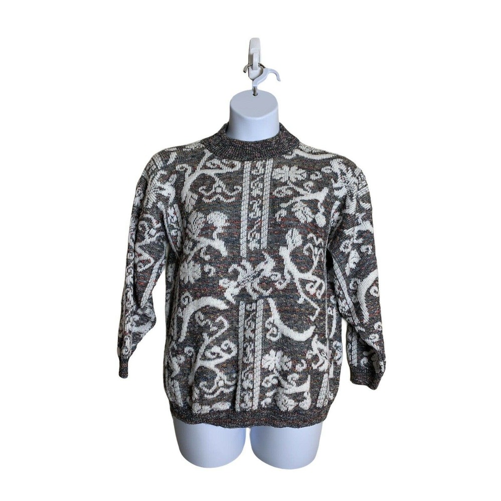 Vintage BEL AMI Sweater  Crew Neck Damask  L